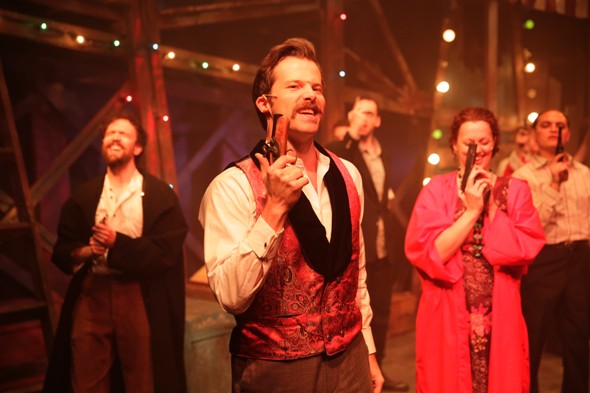 Eric Lindahl as John Wilkes Booth in Stephen Sondheim and John Weidman's 'Assassins' with fellow killers in the cast at Kokandy Productions 2014 (Joshua Albanese) Eric Lindahl as John Wilkes Booth in Stephen Sondheim and John Weidman's 'Assassins' with fellow killers in the cast at Kokandy Productions 2014 (Joshua Albanese)